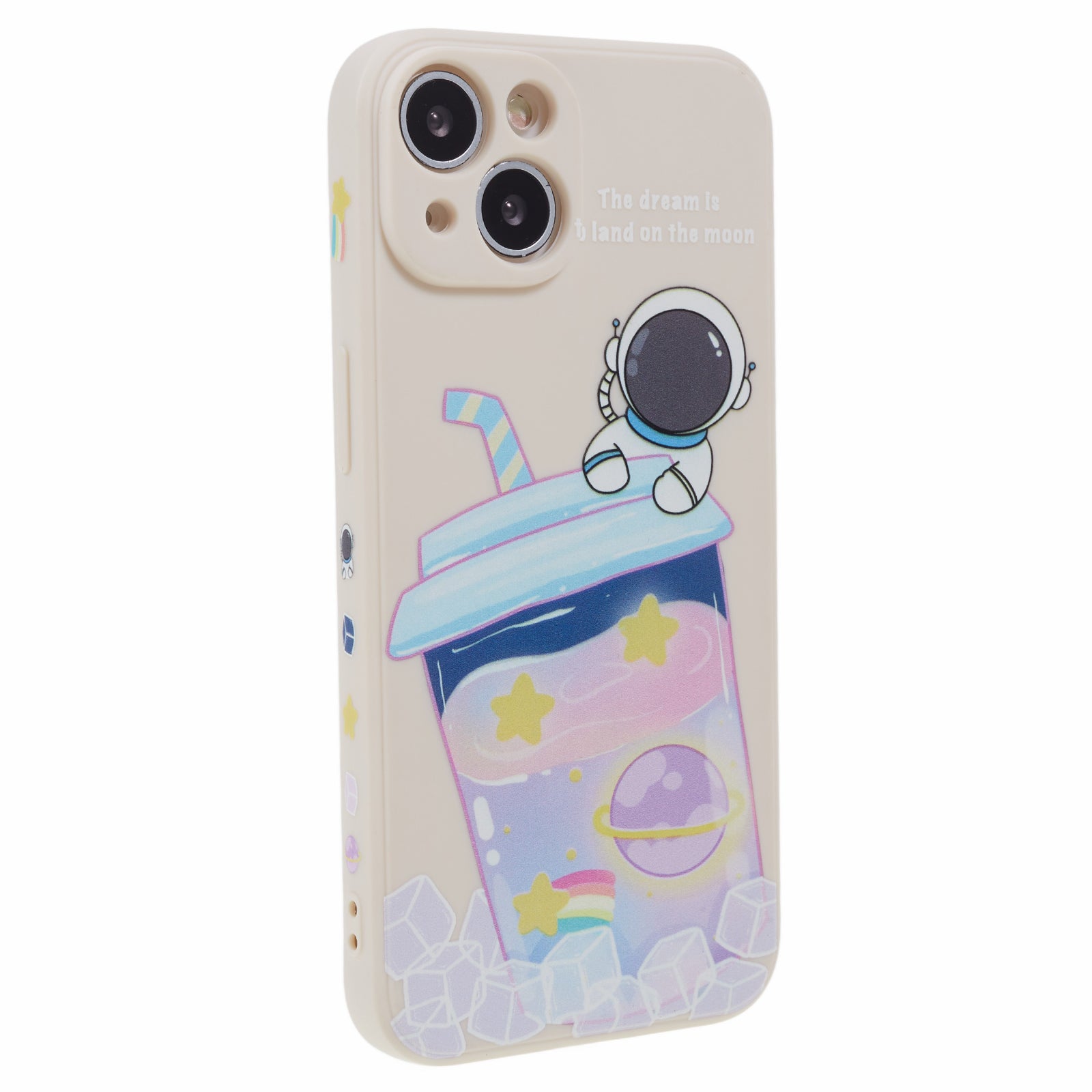Uniqkart for iPhone 14 Plus Cartoon Astronaut Pattern Printing Soft TPU Cover Fall Proof Phone Case - White Uniqkart for iPhone 14 Plus Cartoon Astronaut Pattern Printing Soft TPU Cover Fall Proof Phone Case - White